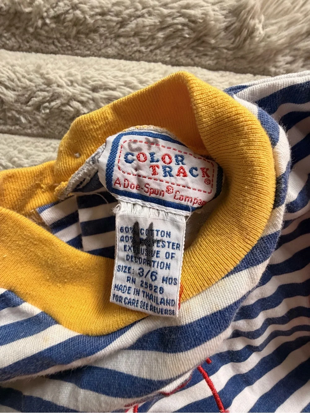 Vintage Color Track Multicolor Striped Romper One-Piece Embroidered 3-6 Months
